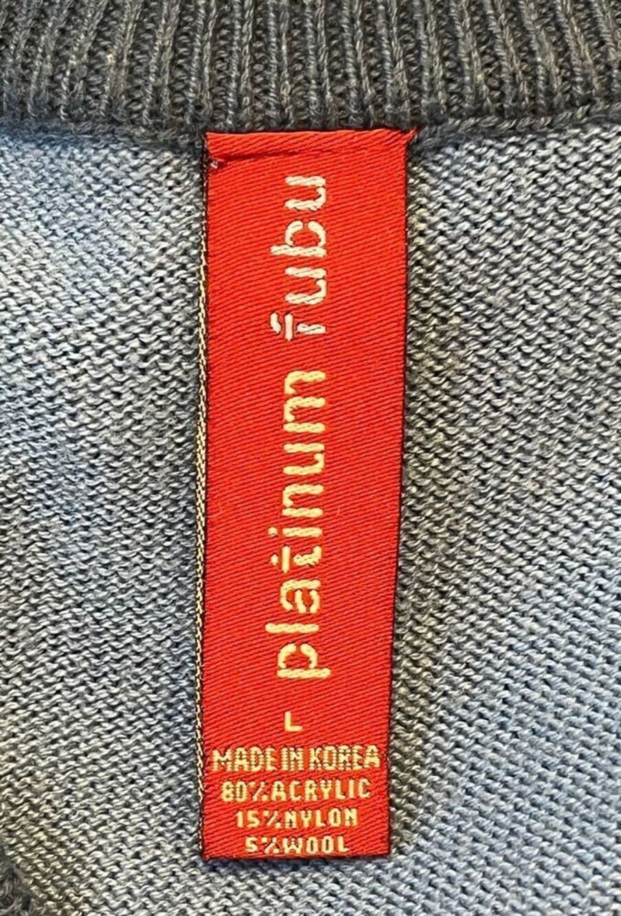 VTG FUBU L Platinum Blue Knit Sweater Men's Fat Albert Junkyard Gang Y2K Cartoon - Picture 9 of 10